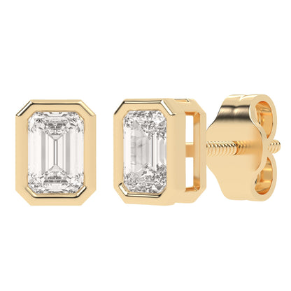 Bezel Emerald Studs
