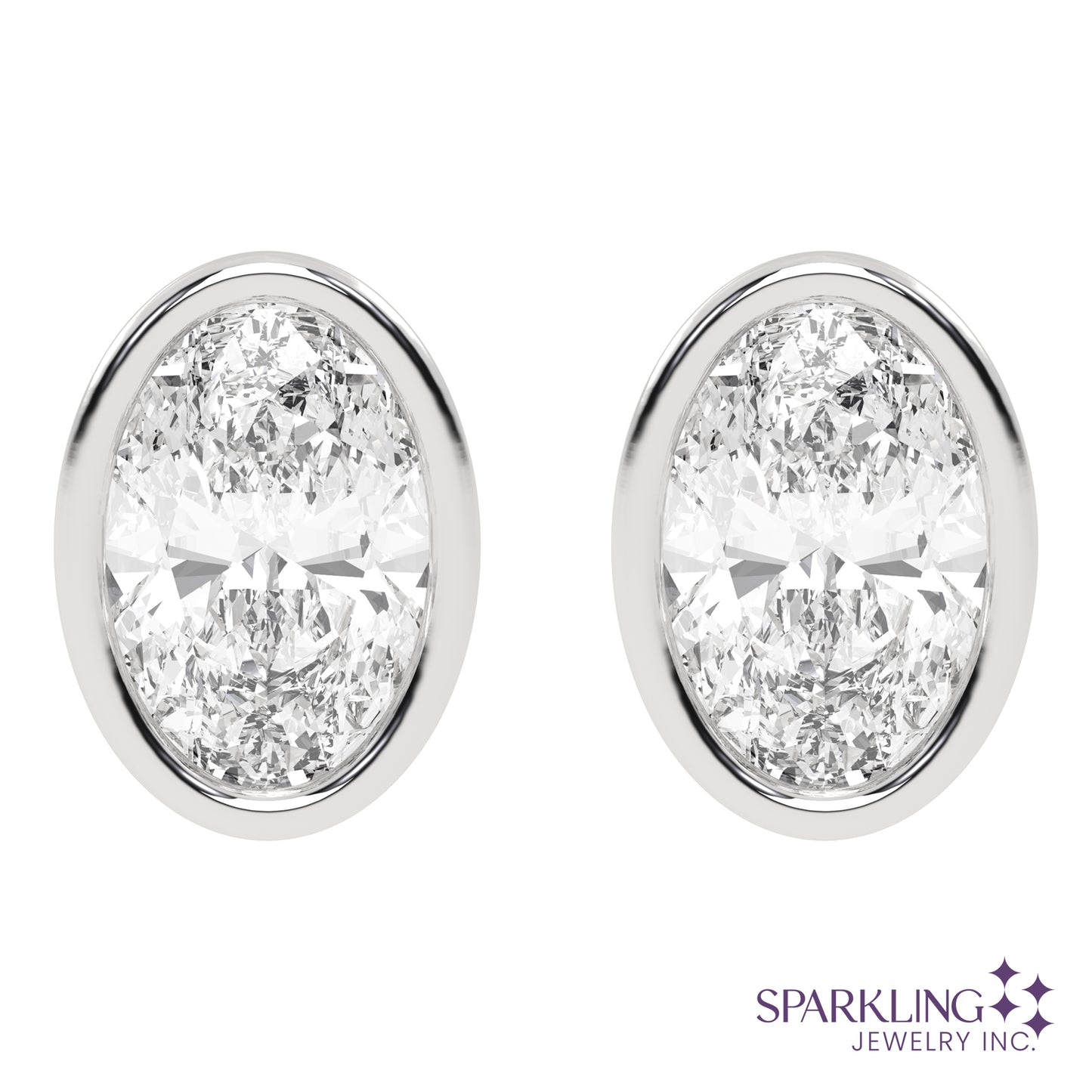 Bezel Oval Studs