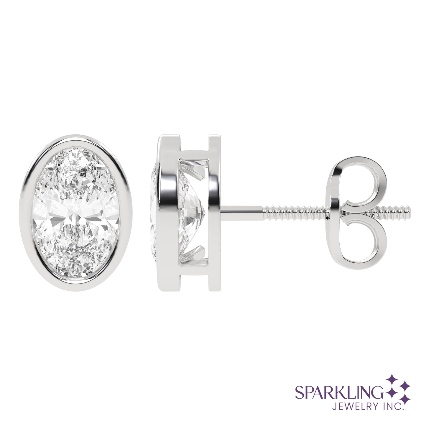 Bezel Oval Studs