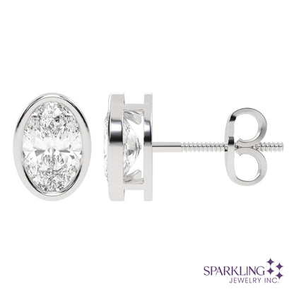 Bezel Oval Studs