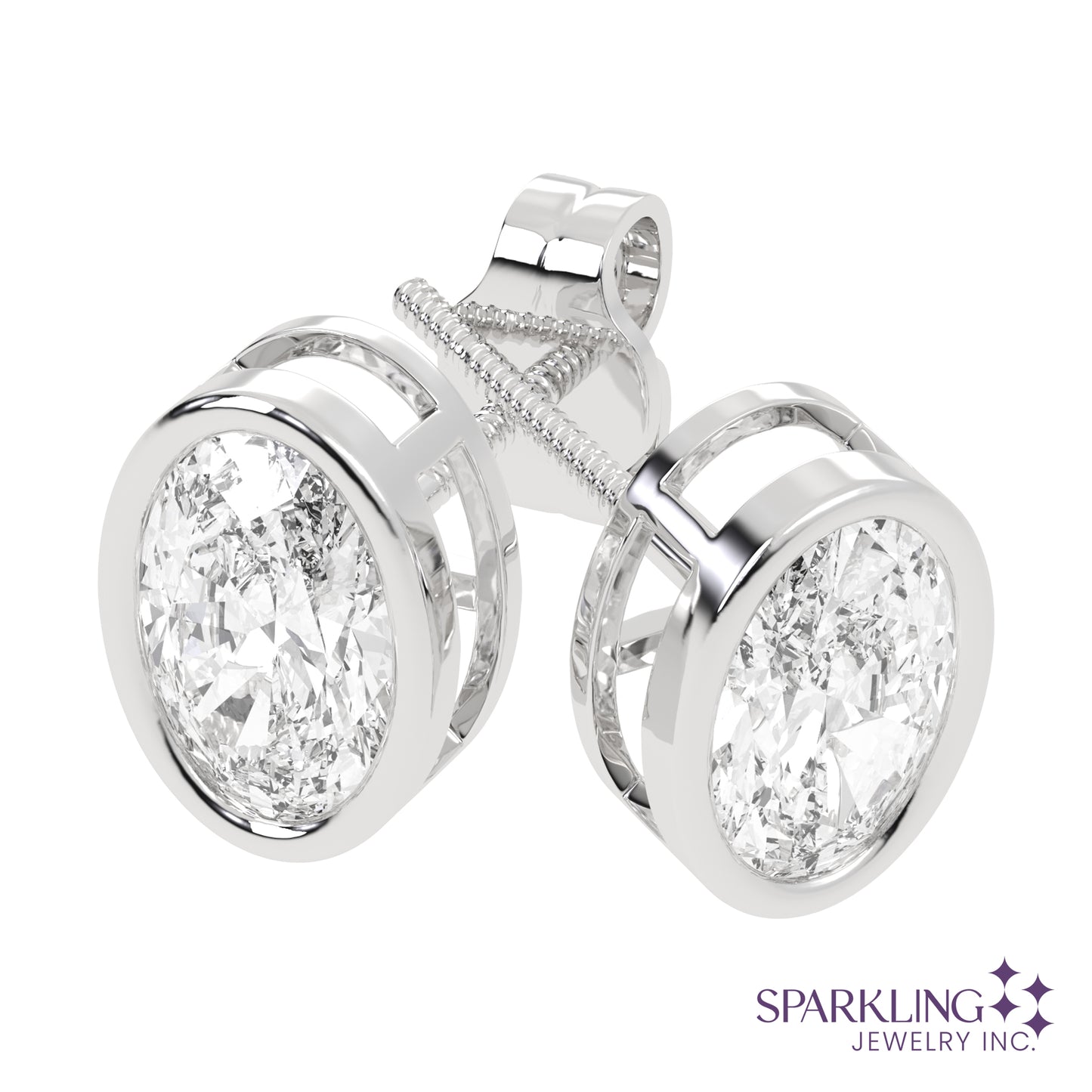 Bezel Oval Studs