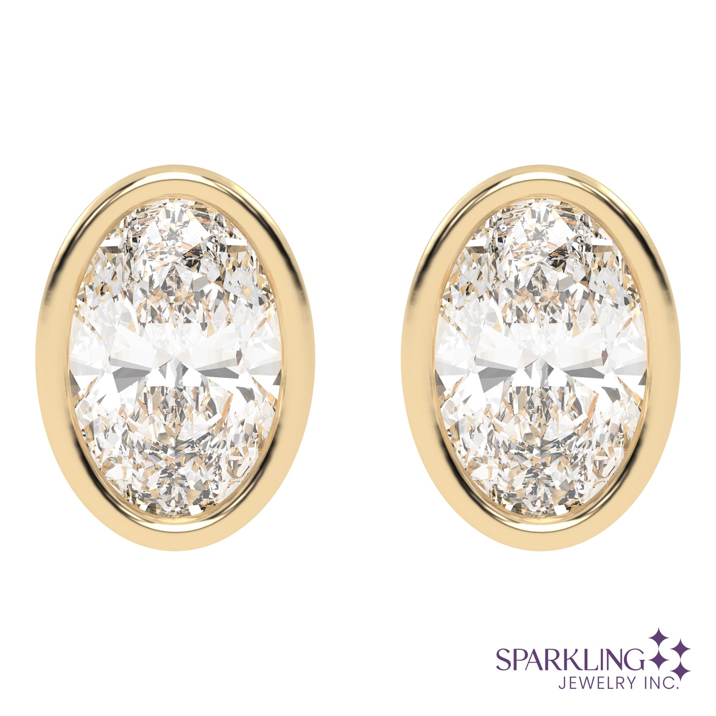 Bezel Oval Studs
