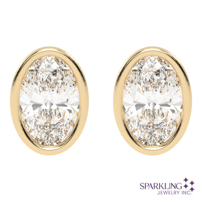 Bezel Oval Studs