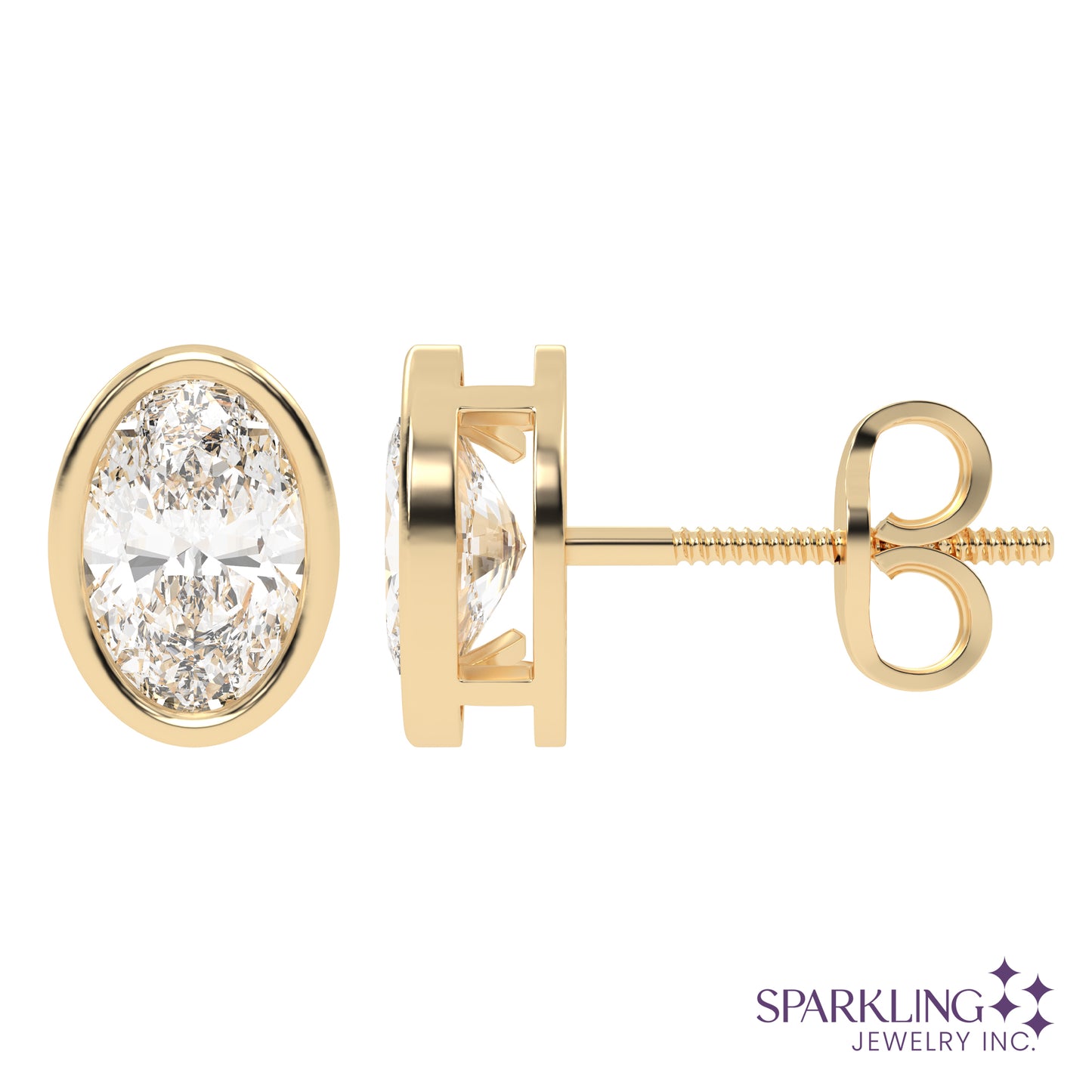 Bezel Oval Studs
