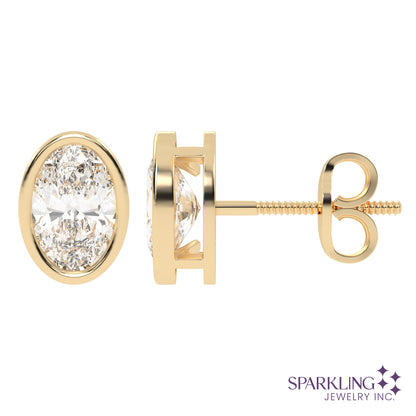 Bezel Oval Studs