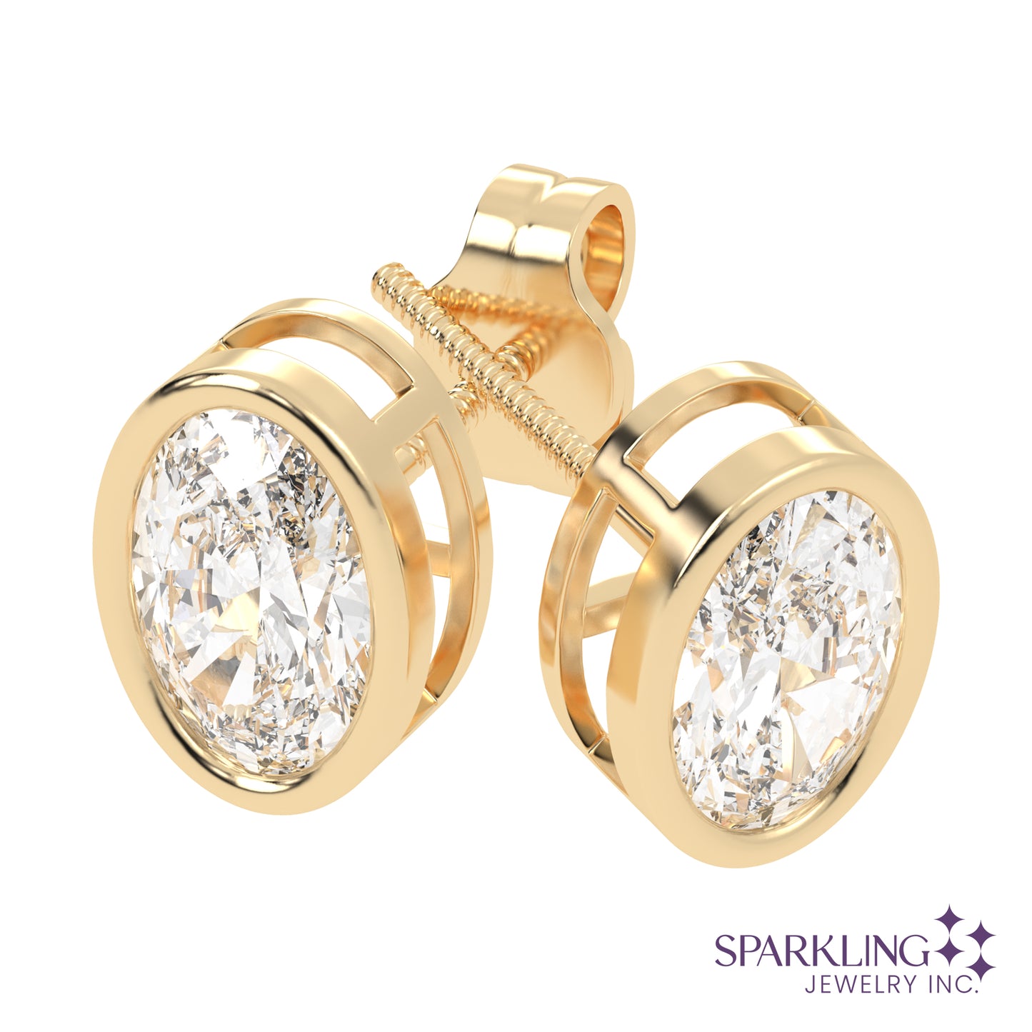 Bezel Oval Studs
